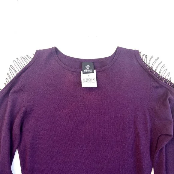 Auc Versace Chained Cold shoulder knit top/sweater